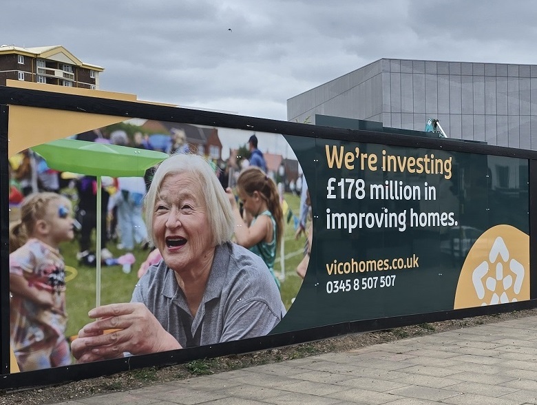 CSDPrint prints and installs hoarding boards for social housing organisation Vico Homes